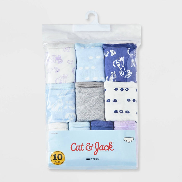 Girls' 10pk 'Dogs' Cotton Hipster Underwear - Cat & Jack Violet/Blue/White 10