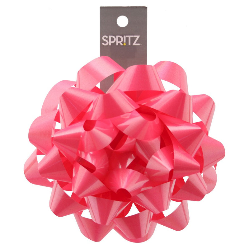 Jumbo Glossy Gift Bow Pink - Spritz: Large Decorative Bow for Gift Wrapping, Birthday & All Occasions, 6" Solid Plastic