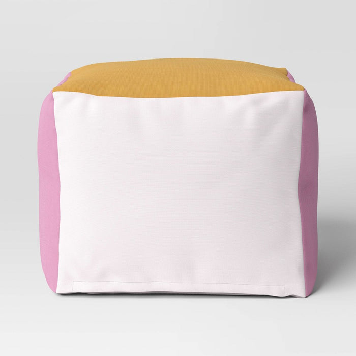 Warm Tone Block Dorm Pouf - Room Essentials: Upholstered Square Ottoman, No Assembly Required