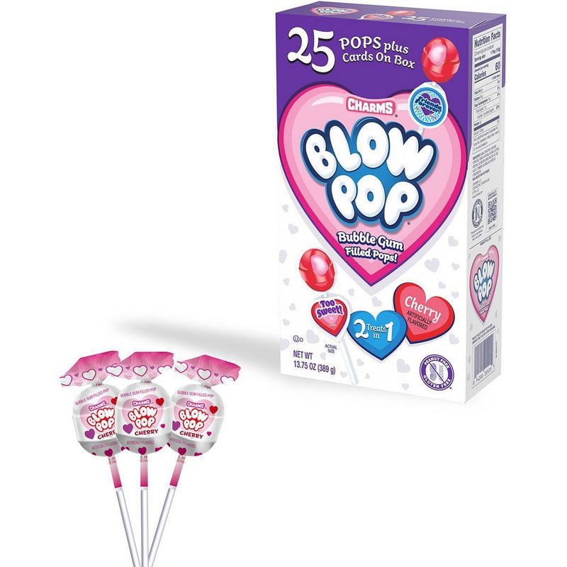 Blow Pops Valentine's Day Classroom Exchange Bubble Gum Pops - 13.75oz/25ct