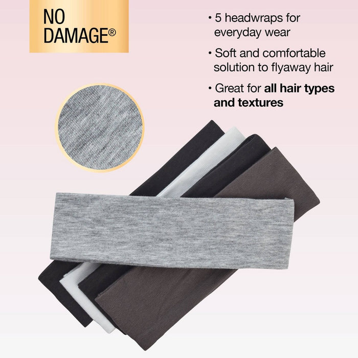 scunci No Damage Stretch Fabric Headbands - Neutral - All Hair - 5pk