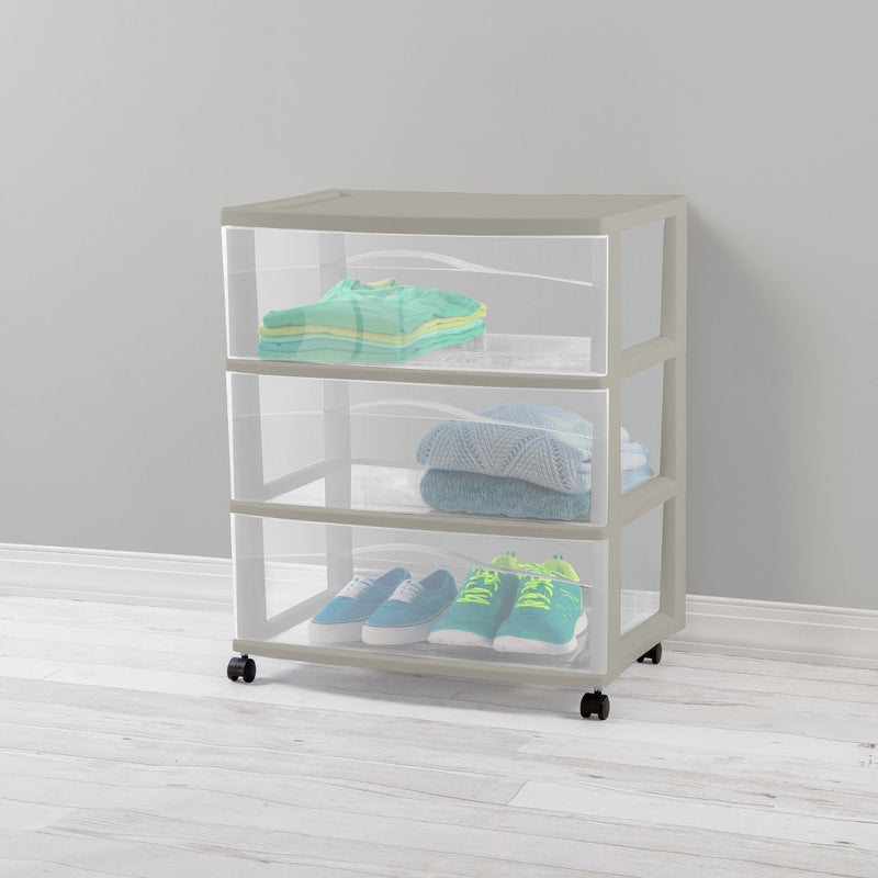 3 Drawer Wide Cart Spaceship Gray - Brightroom (LOCAL PICKUP ONLY)