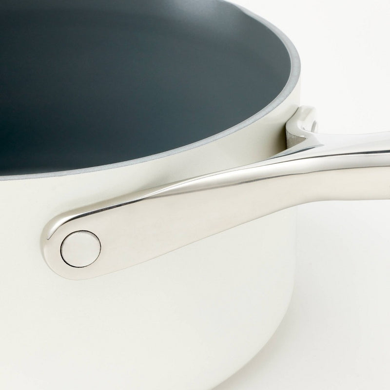 1.5qt Nonstick Ceramic Coated Aluminum Sauce Pan Cream - Figmint: Induction Safe, Dishwasher Safe, 1 Year Warranty