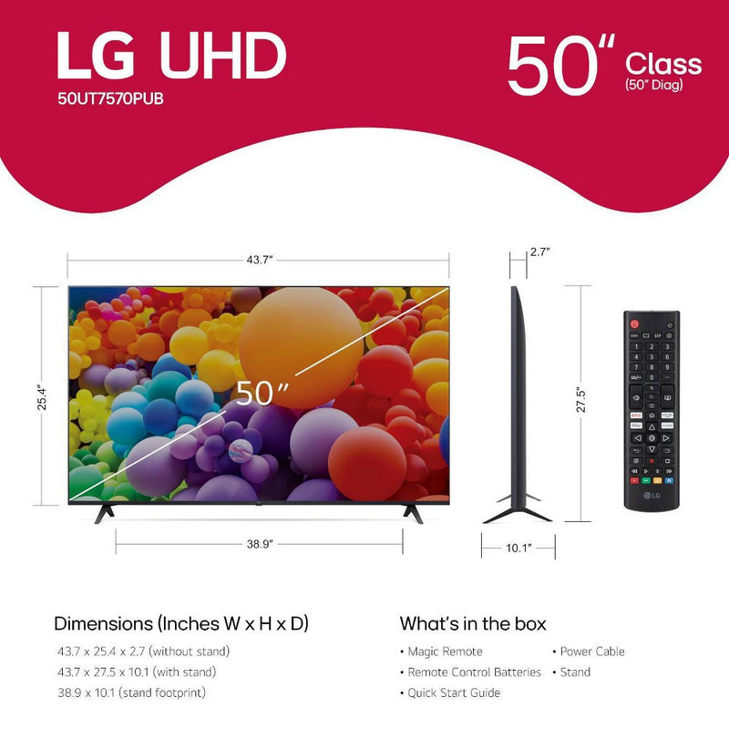 LG 50" Class 4K Smart LED TV - UT7570 (LOCAL PICKUP ONLY)