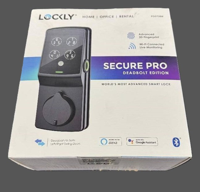Lockly Secure Pro Digital Keypad Biometric Smart WiFi Deadbolt Door Lock, Black