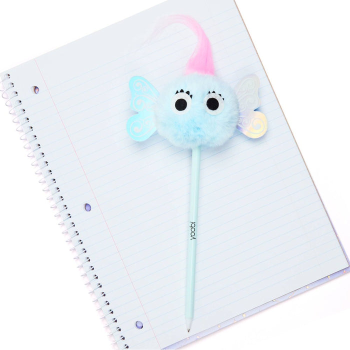 Yoobi Novelty Pom Pom Pen Baby Blue Monster