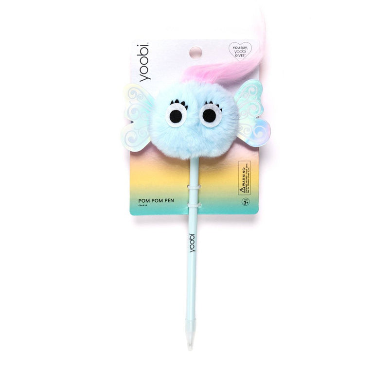 Yoobi Novelty Pom Pom Pen Baby Blue Monster
