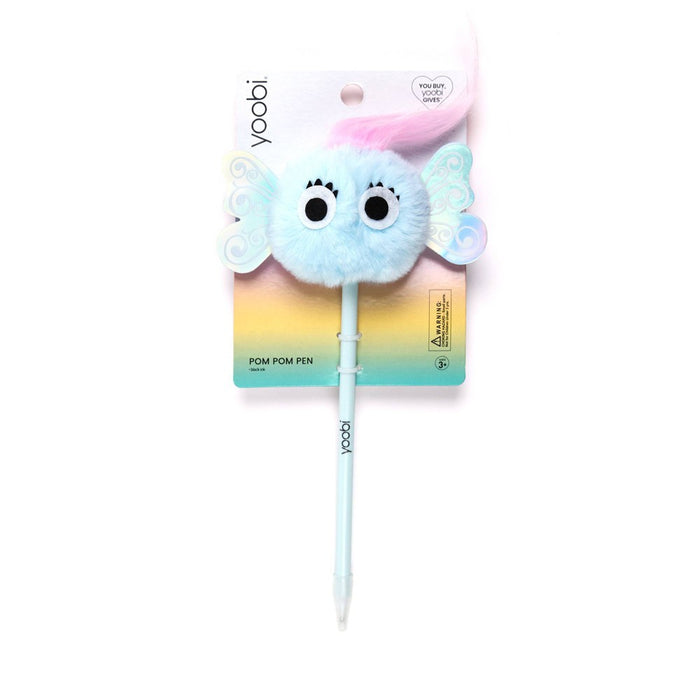 Yoobi Novelty Pom Pom Pen Baby Blue Monster