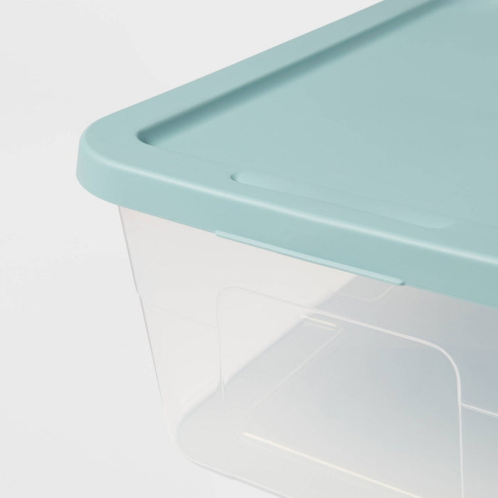 16qt Storage Boxes 2pk Pewter Aqua - Brightroom