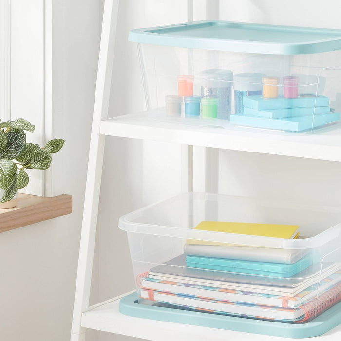 16qt Storage Boxes 2pk Pewter Aqua - Brightroom