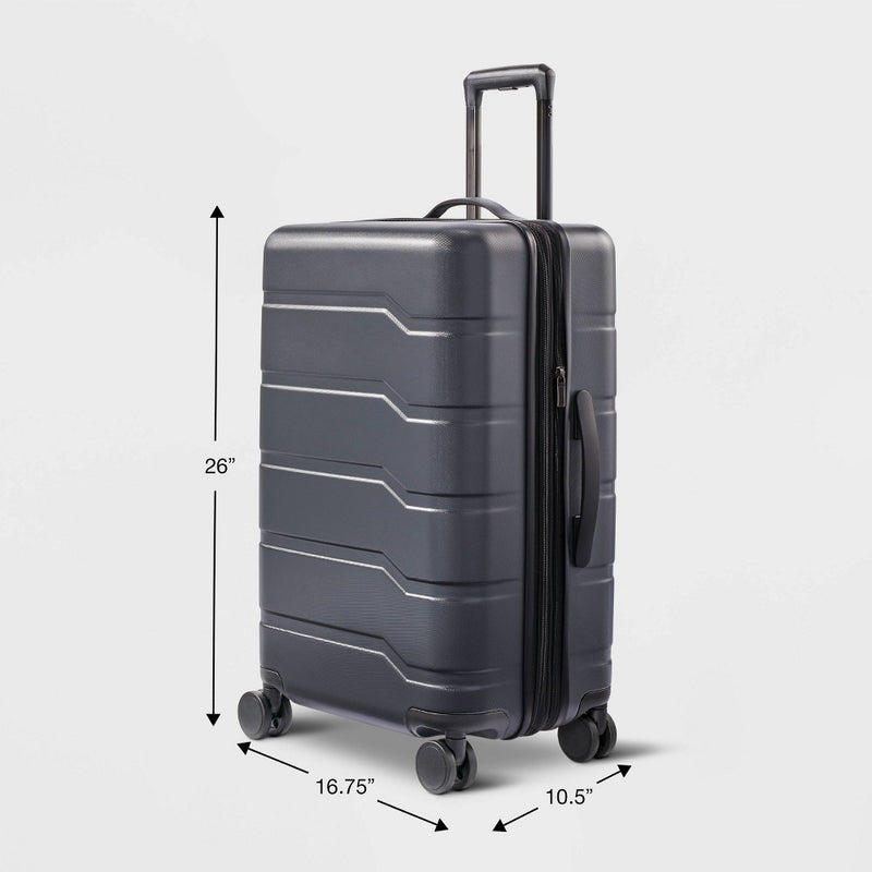 Hardside Medium Checked Suitcase Gray - Open Story (LOCAL PICKUP ONLY)