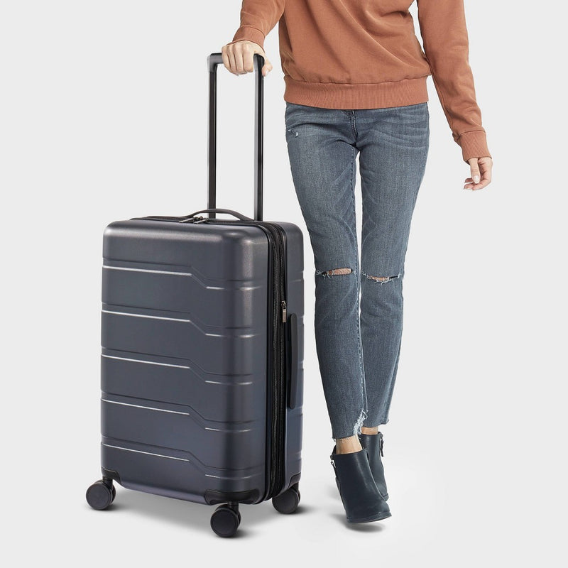 Hardside Medium Checked Suitcase Gray - Open Story (LOCAL PICKUP ONLY)