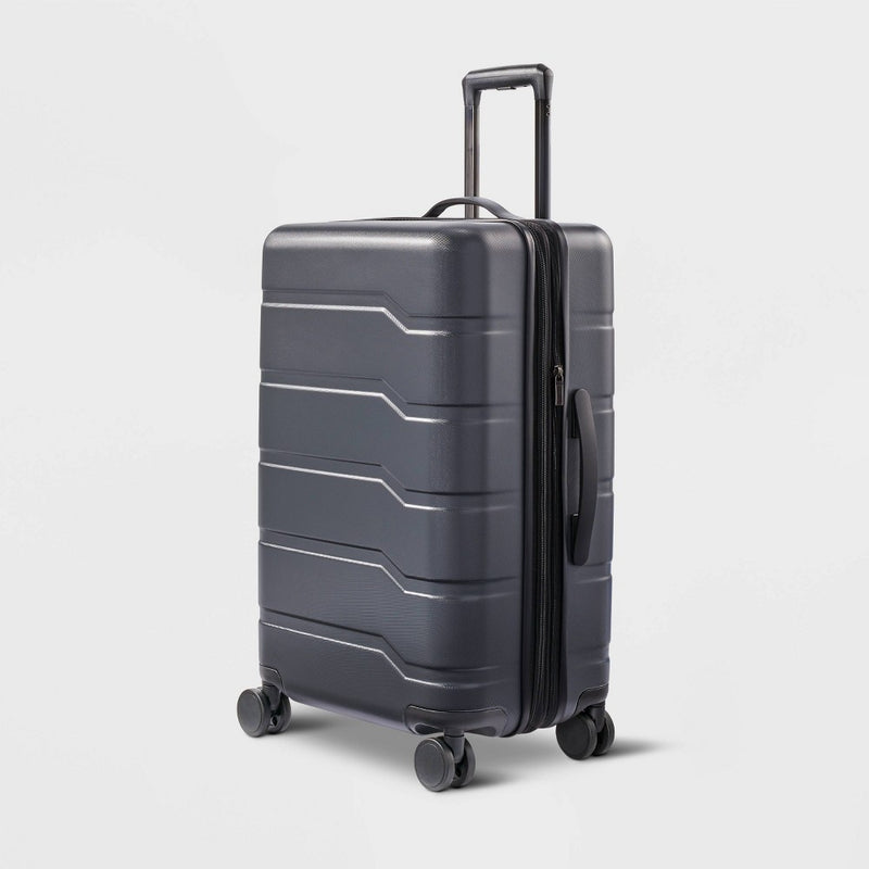 Hardside Medium Checked Suitcase Gray - Open Story (LOCAL PICKUP ONLY)