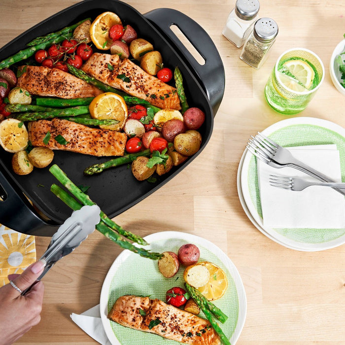 KitchenSmith by bella 10"x20" Electric Griddle with EverGood Ceramic Nonstick Coating: Aluminum, Temperature Control, Black