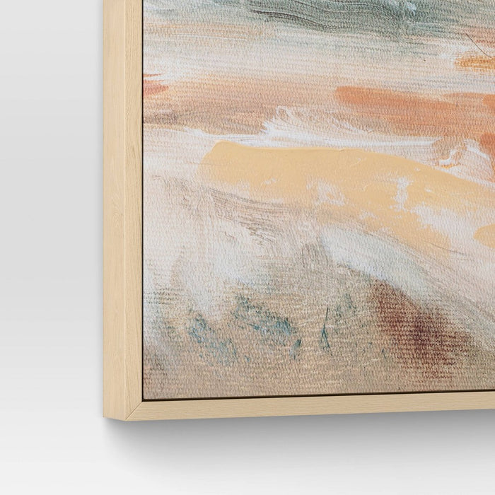 (Set of 2) 24" x 30" Faded Landscape Framed Wall Canvases Natural - Threshold: Polystyrene Frame, Blockprint Art