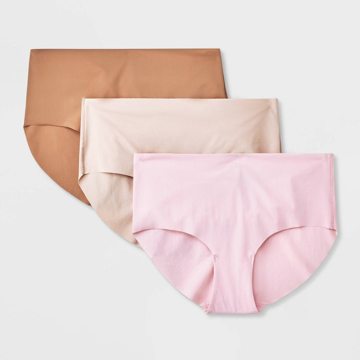 Girls' 3pk No Show Hipster Underwear - art class Beige/Pink M