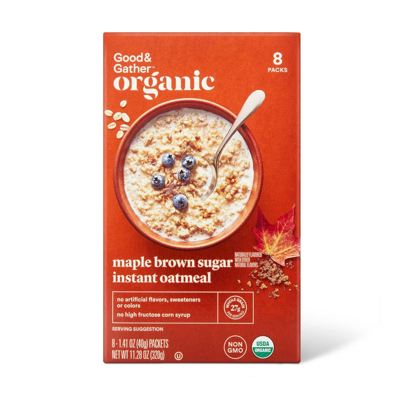 Organic Maple Brown Sugar Instant Oatmeal Packets - 11.28oz/8ct - Good & Gather