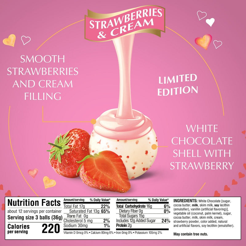 Lindt Lindor Valentine's Strawberries and Cream White Chocolate Truffles - 15.2oz