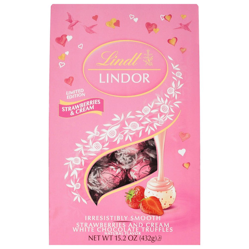 Lindt Lindor Valentine's Strawberries and Cream White Chocolate Truffles - 15.2oz