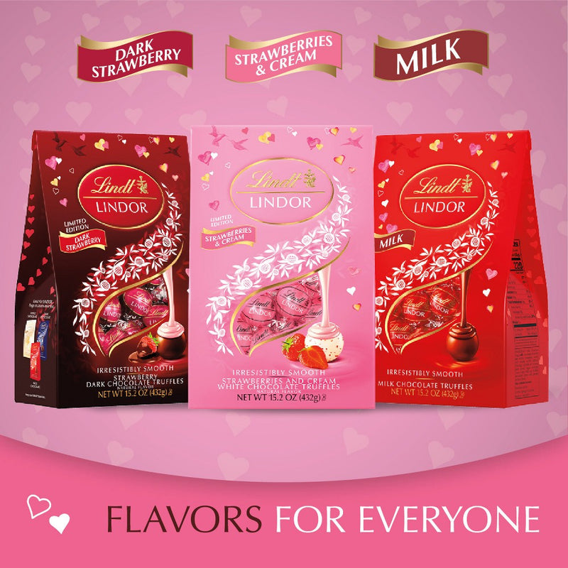Lindt Lindor Valentine's Strawberries and Cream White Chocolate Truffles - 15.2oz