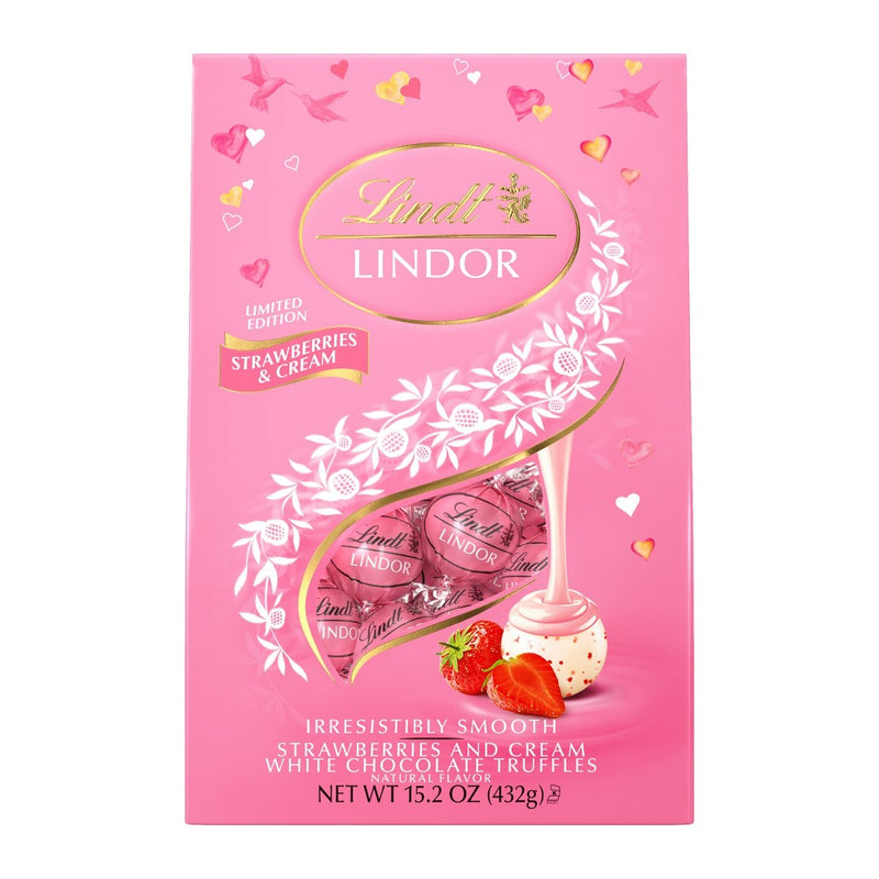 Lindt Lindor Valentine's Strawberries and Cream White Chocolate Truffles - 15.2oz