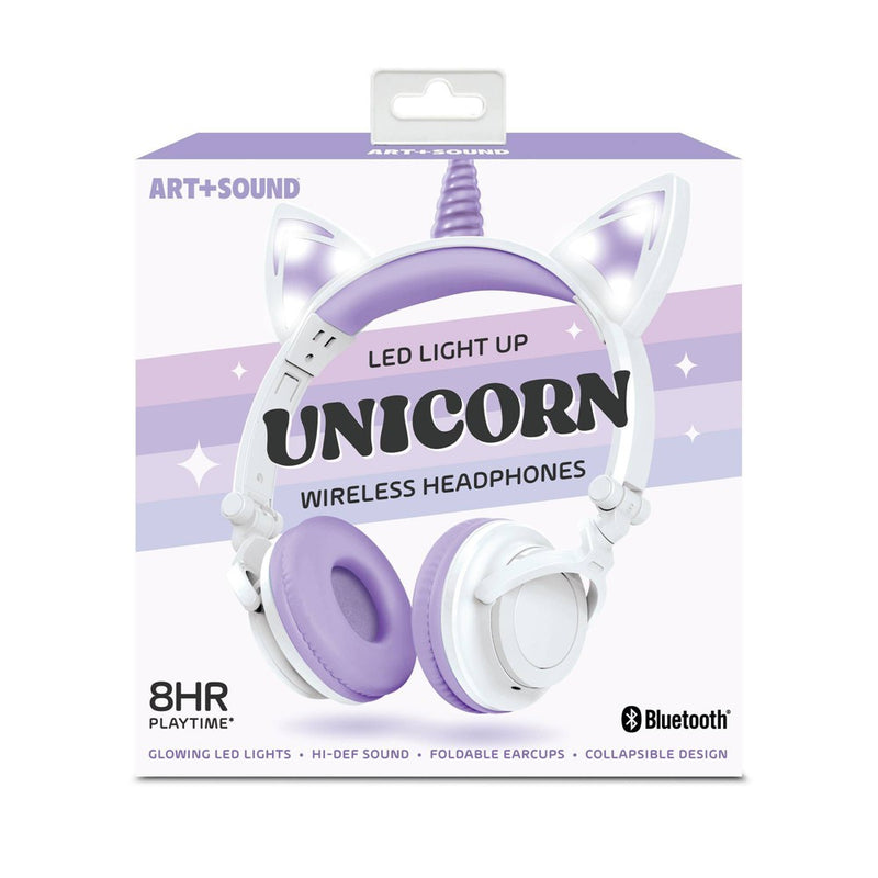ART+SOUND LED Light Up Unicorn Bluetooth Wireless / Wired Headphones