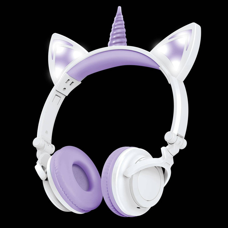 ART+SOUND LED Light Up Unicorn Bluetooth Wireless / Wired Headphones