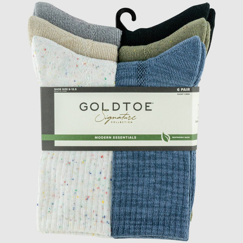 Goldtoe Signature Collection Men's Casual Crew Socks 6pk - Blue Denim/White 6-12.5