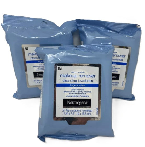 3 PACK!!!! Neutrogena Makeup Remover Cleansing Towelettes - 21ct