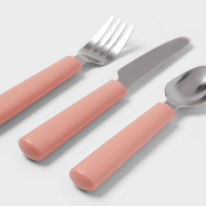 Kids' 3pc Stainless Steel Flatware Set Pink - Pillowfort: BPA-Free Utensils, Dishwasher-Safe, Modern Design