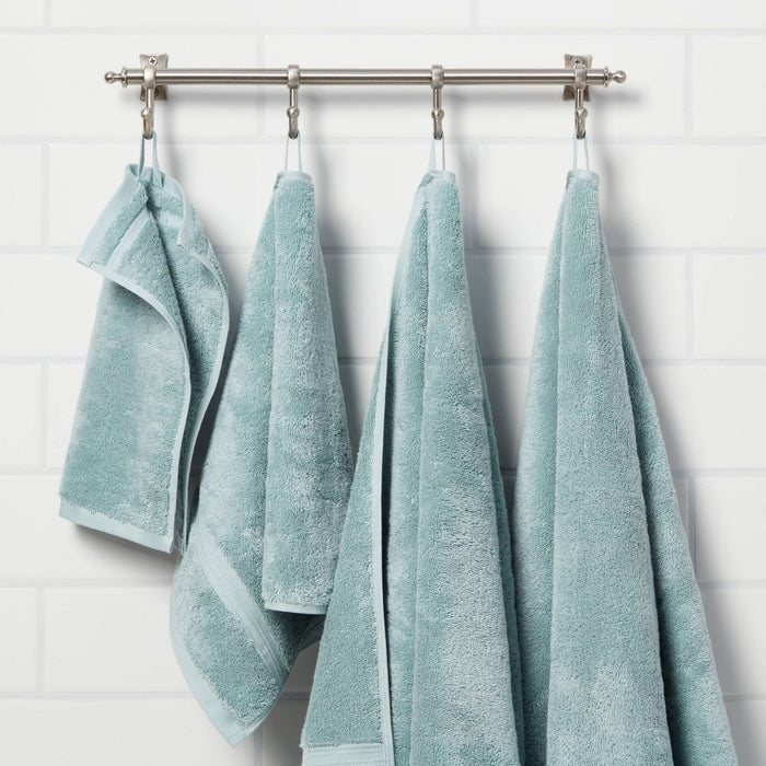 Total Fresh Antimicrobial Oversized Bath Towel Aqua - Threshold: 100% Cotton, Low Lint, Machine Washable
