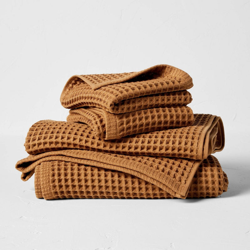 Waffle Bath Towel Warm Brown - Casaluna: 100% Cotton, Pre Washed, Lightweight GSM, OEKO-TEX Certified