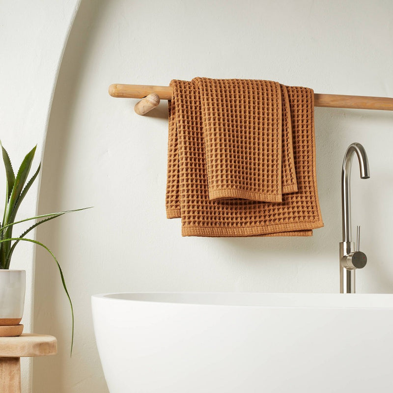 Waffle Bath Towel Warm Brown - Casaluna: 100% Cotton, Pre Washed, Lightweight GSM, OEKO-TEX Certified