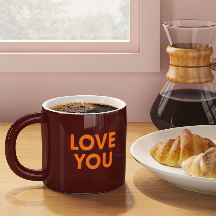 16oz Stoneware Love You Mug Maroon - Room Essentials