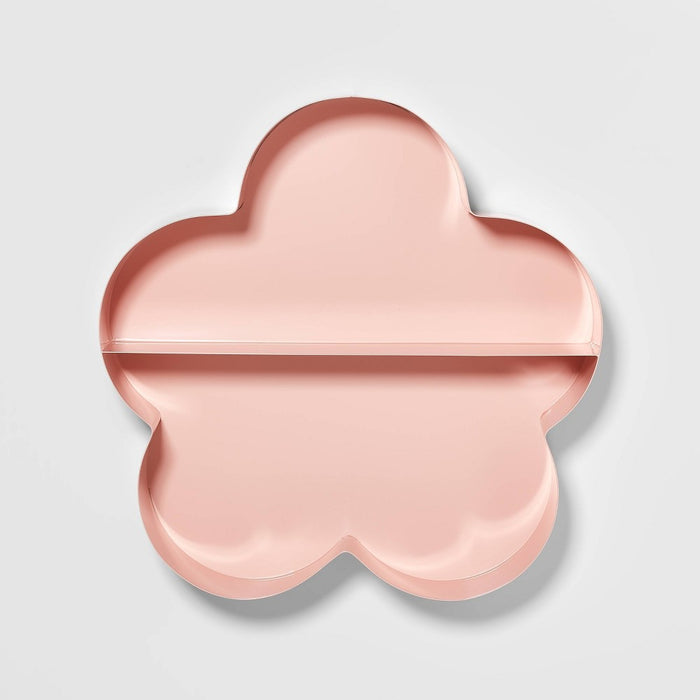 Metal Flower Kids' Shelf Pink - Pillowfort: Decorative Wall Sculpture, Flower Shaped Kids Wall Shelf, Iron Frame