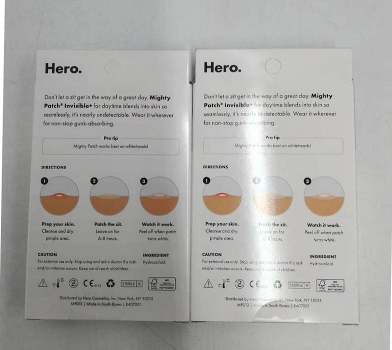 2 PACK ! Hero Cosmetics Mighty Patch Invisible + Acne Patches - 24ct EXP 9/12/25