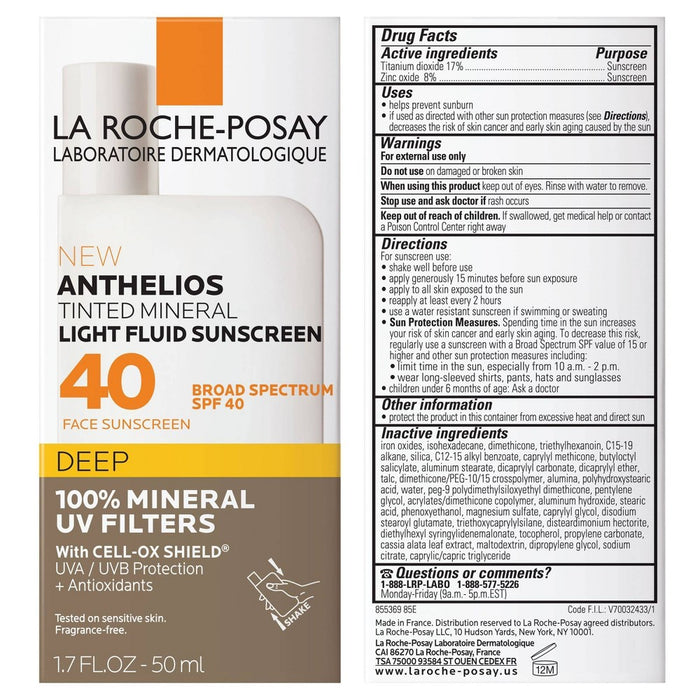 La Roche Posay Anthelios 40 Tinted Mineral Light-Fluid Sunscreen - 1.7 fl oz - Deep