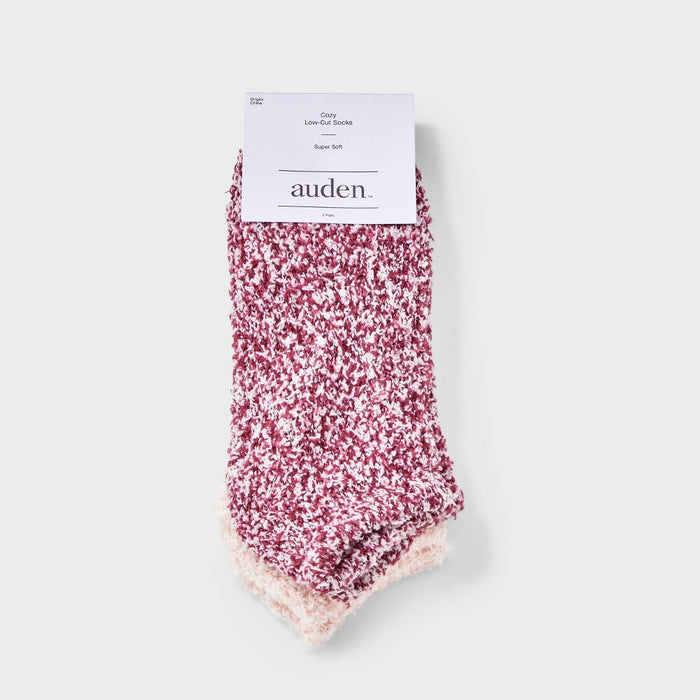 Women's Marled 2pk Cozy Low Cut Socks - Auden Berry/Pink 4-10
