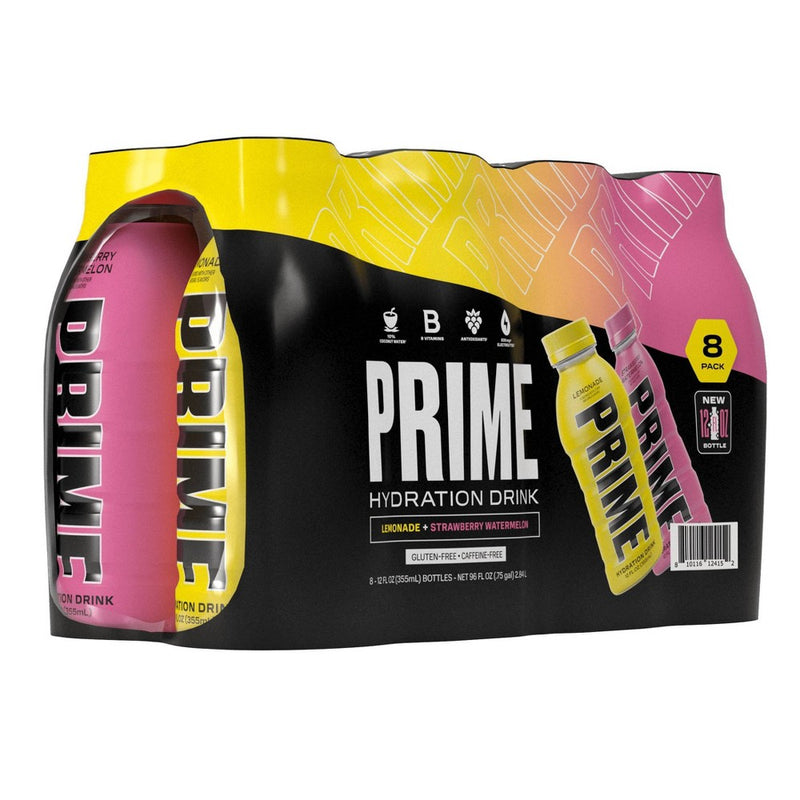 Prime Hydration Duo Pack Lemonade & Strawberry Watermelon Sports Drink - 8pk/12 fl oz Bottles
