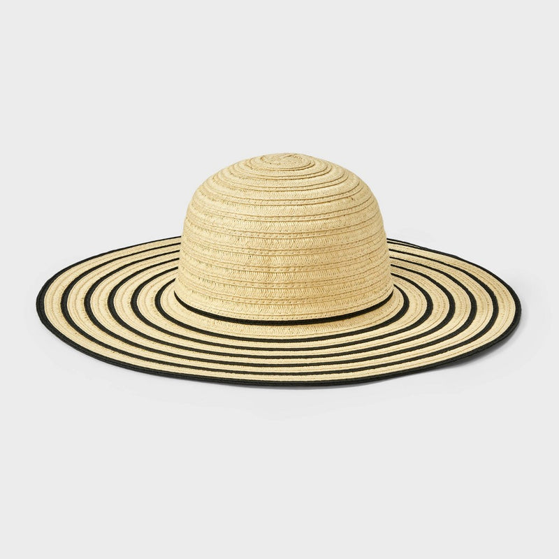 Straw Essential Striped Floppy Hat - Shade & Shore Off-White