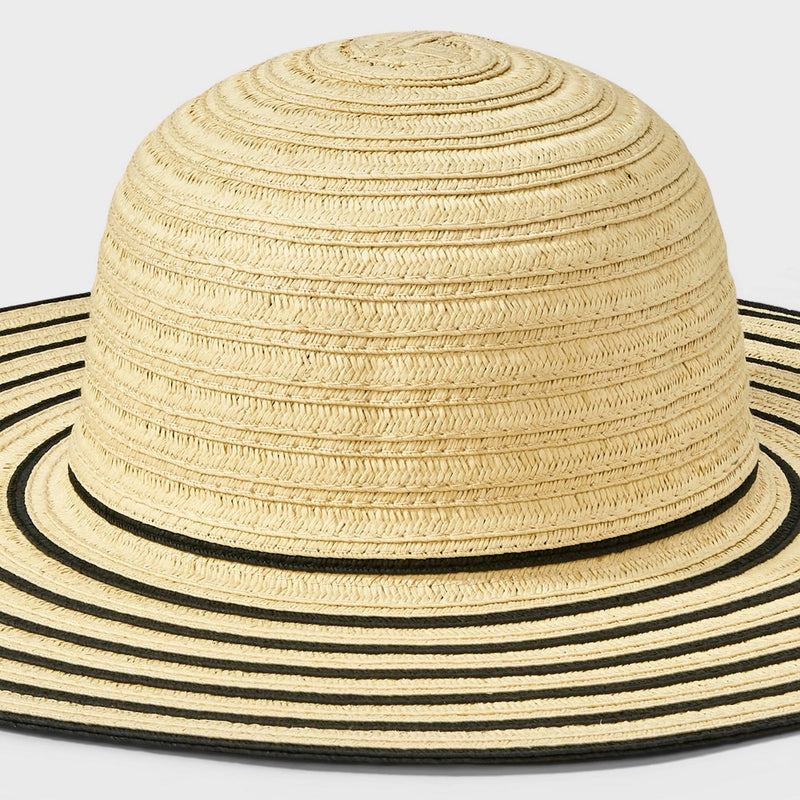 Straw Essential Striped Floppy Hat - Shade & Shore Off-White