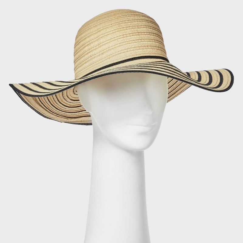 Straw Essential Striped Floppy Hat - Shade & Shore Off-White