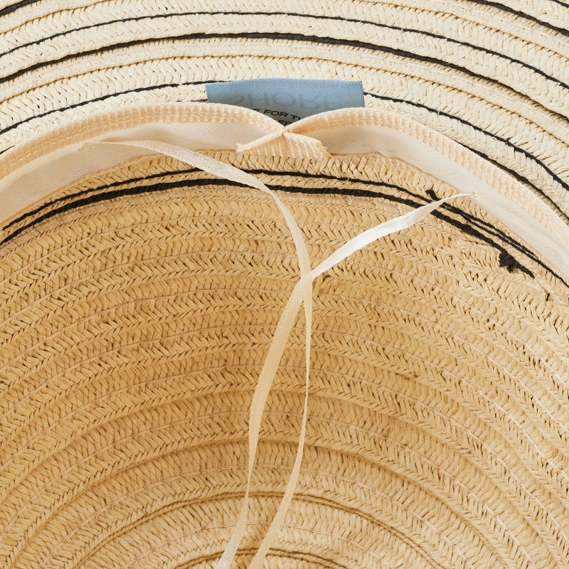 Straw Essential Striped Floppy Hat - Shade & Shore Off-White