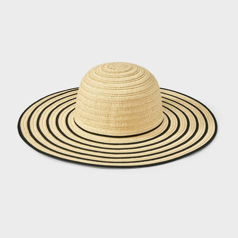 Straw Essential Striped Floppy Hat - Shade & Shore Off-White