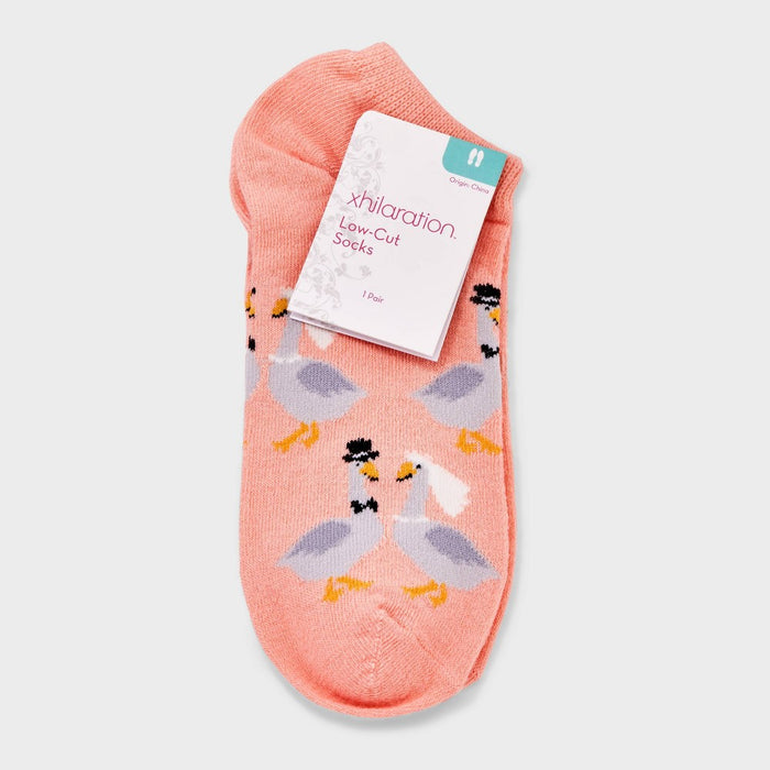 Women's Wedding Geese Low Cut Socks - Xhilaration Peach 4-10