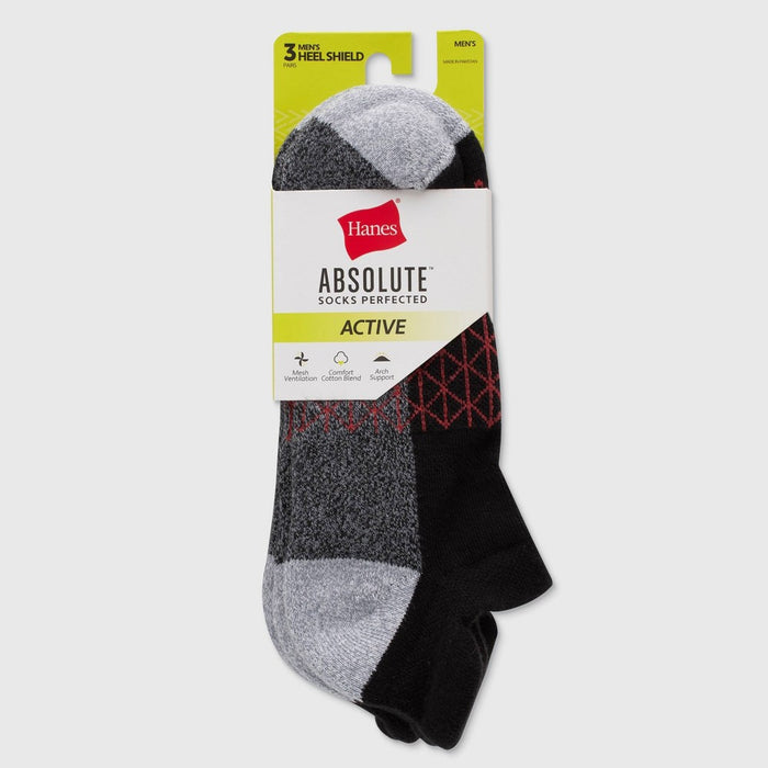 Hanes Premium Men's 3pk Absolute Active Low Cut Socks - Gray/Black/Red 6-12