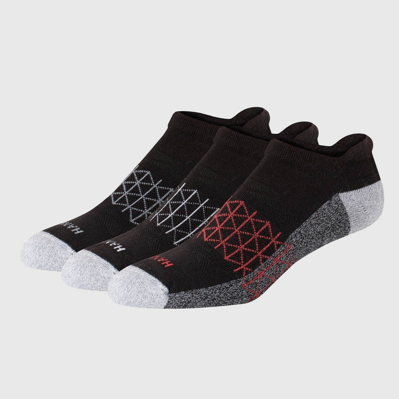 Hanes Premium Men's 3pk Absolute Active Low Cut Socks - Gray/Black/Red 6-12