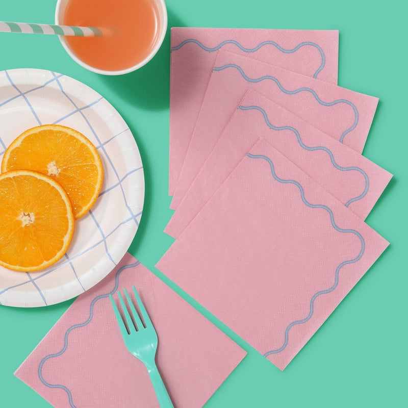 16ct Pink and Blue Beverage Napkins