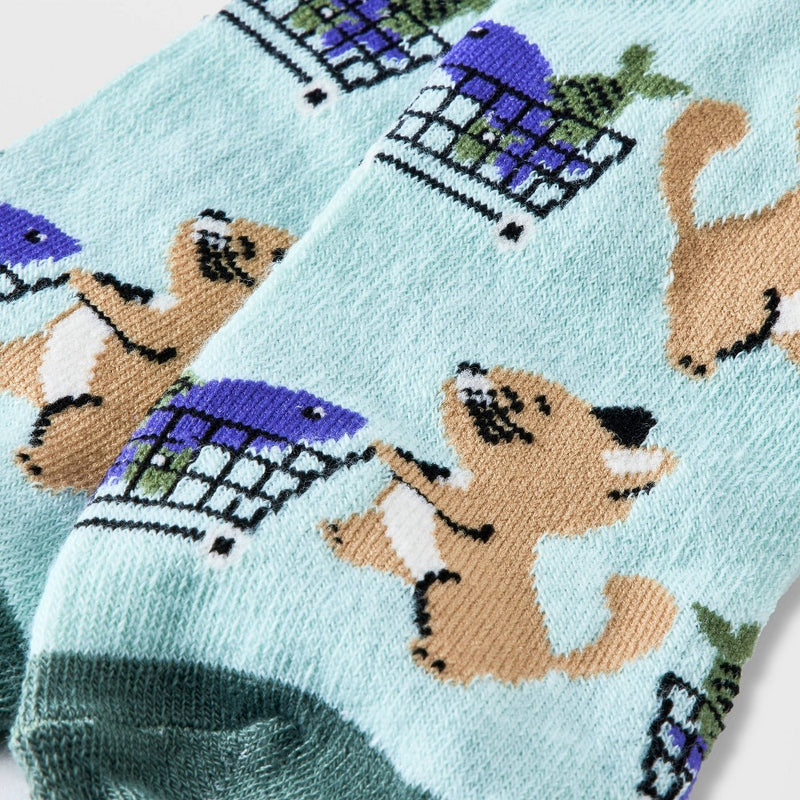 Women's Shopping Cats Low Cut Socks - Aqua 4-10