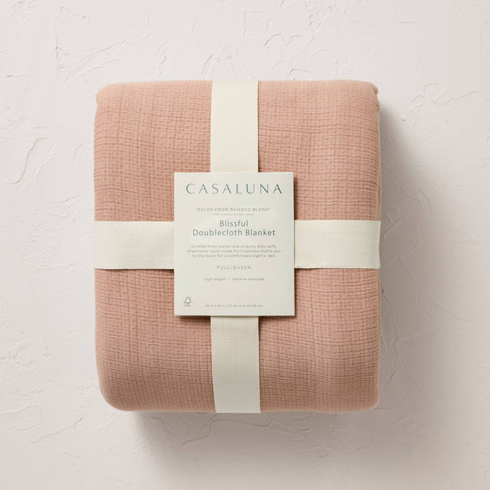 Full/Queen Rayon from Bamboo Matelasse Blanket Light Adobe Clay - Casaluna